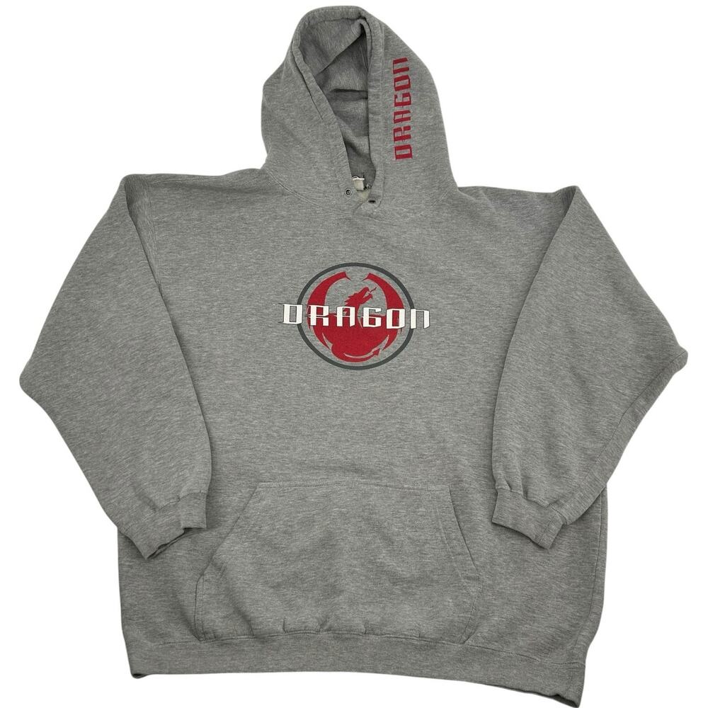 Vintage y2k Mens XL Dragon Alliance Brand Surf Skate Logo Hoodie Sweatshirt Grey